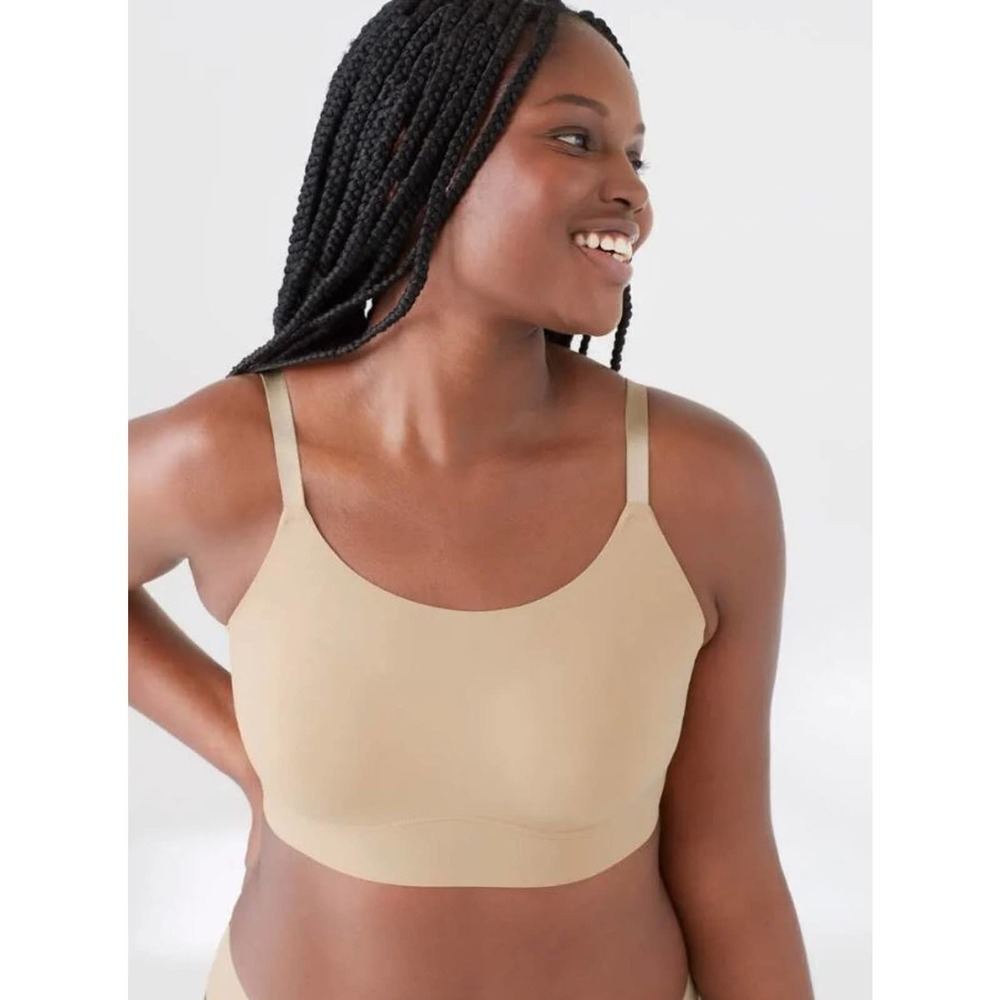 TRUE & CO Women's True Body Lift Scoop Adjustable Strap Bra Beige Size M - Picture 1 of 5